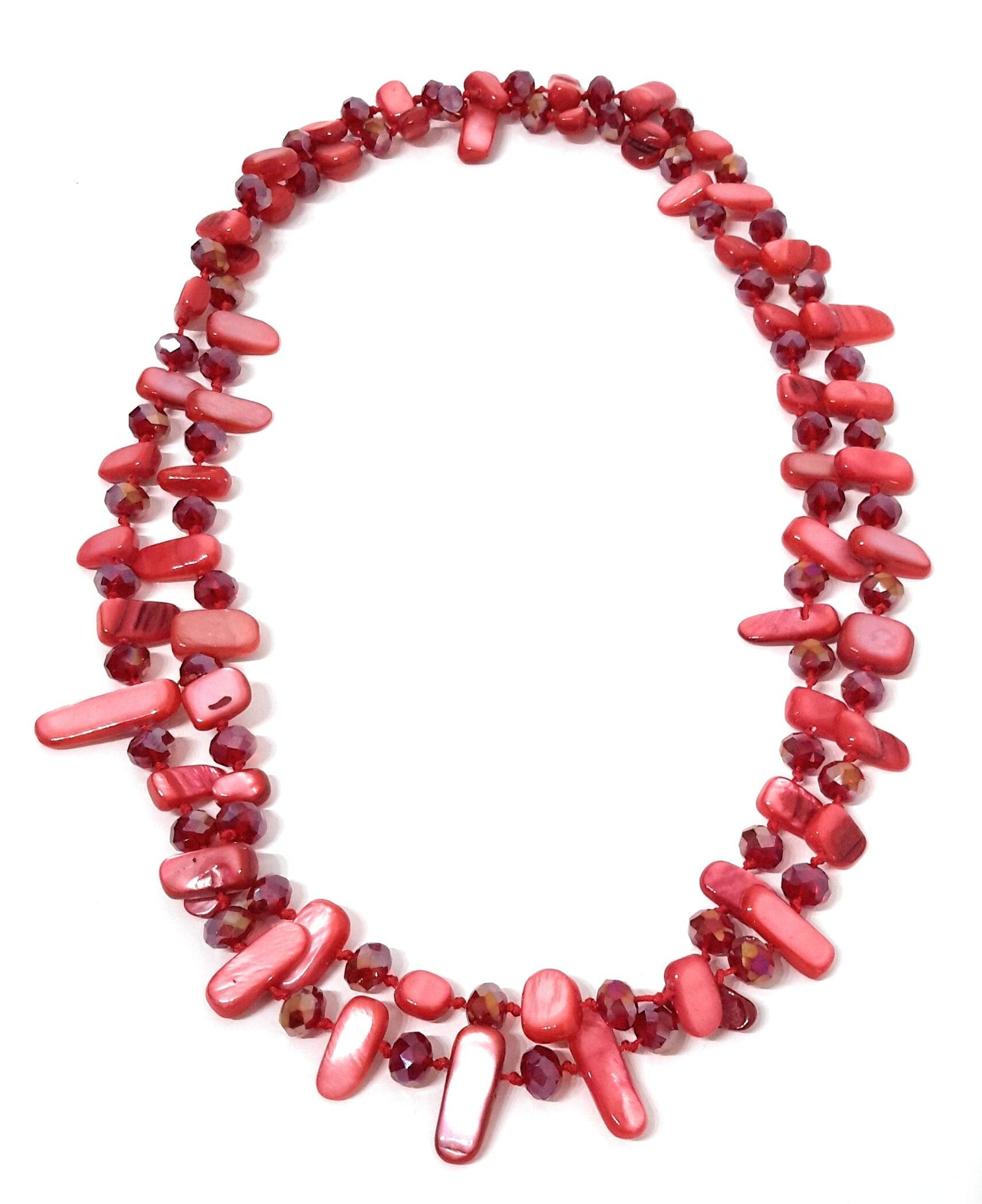 Collana lunga in madreperla rossa