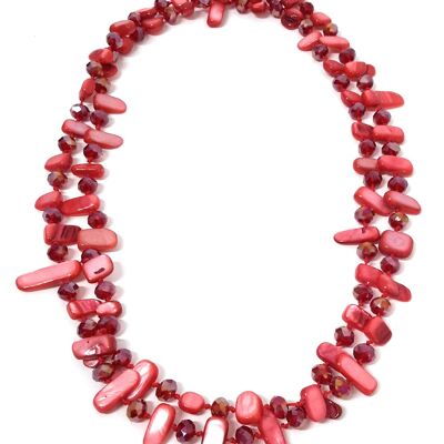 Long Mother-of-Pearl Necklace Red