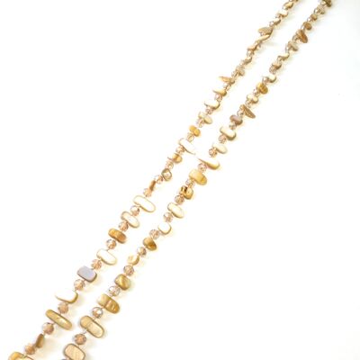 Lange Halskette aus Perlmutt Senf