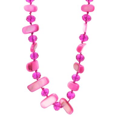 Long Mother-of-Pearl Necklace Fuchsia