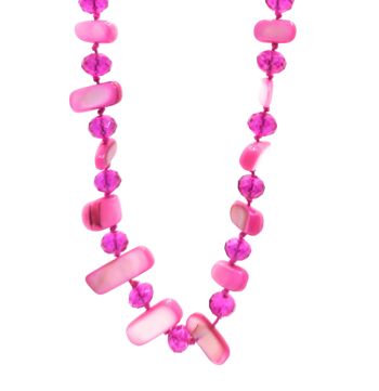 Collier Long Nacre Fuchsia 1