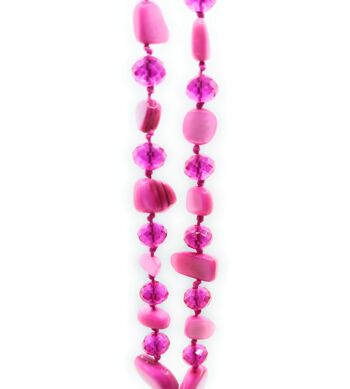 Collier Long Nacre Fuchsia 2