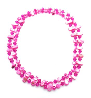 Collier Long Nacre Fuchsia 3