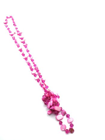 Collier Long Nacre Fuchsia 4