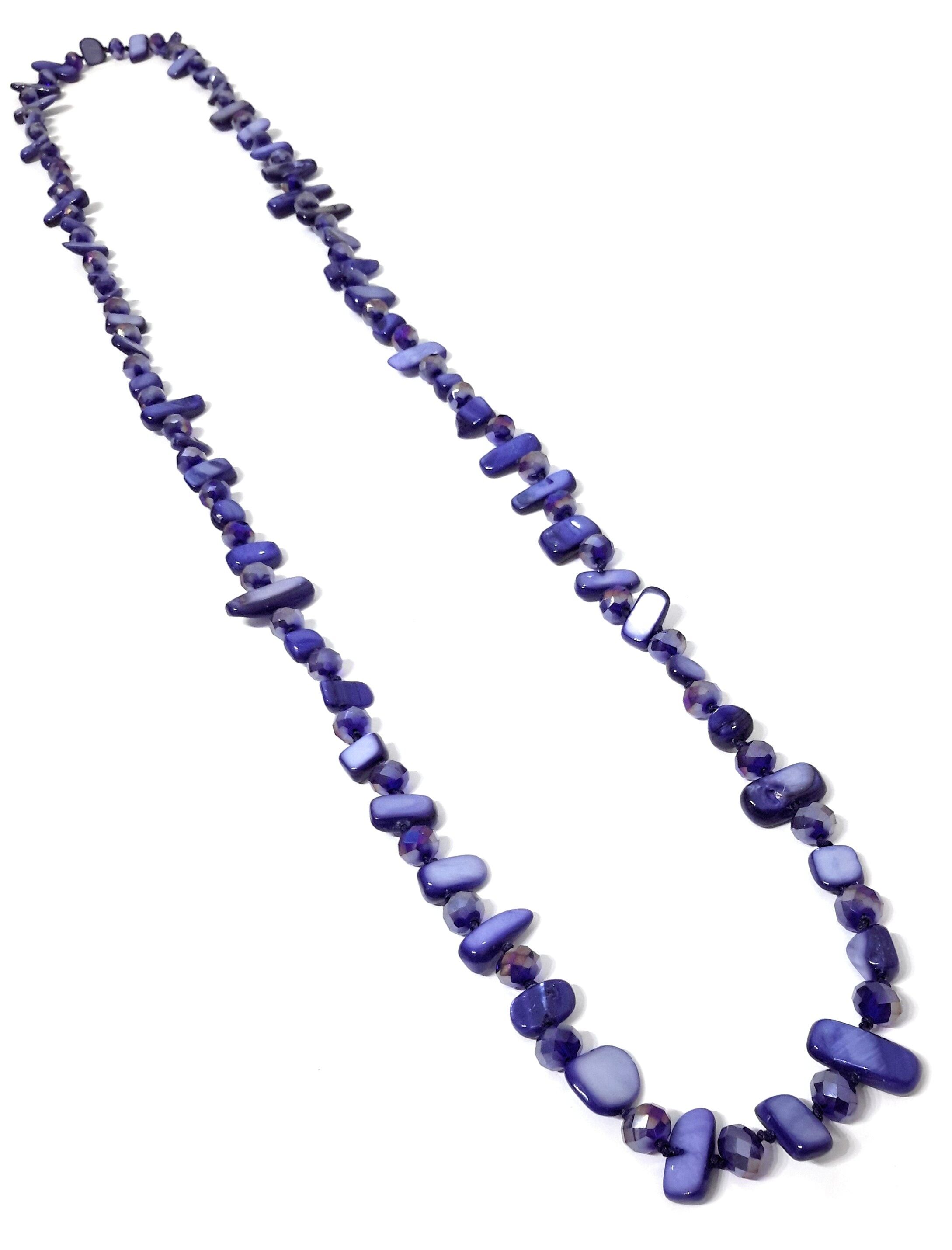 Collana lunga in madreperla blu navy