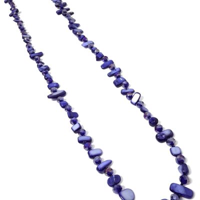 Long Mother-of-Pearl Necklace Navy Blue