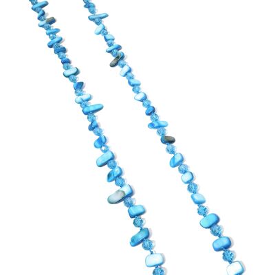 Collana lunga in madreperla azzurra