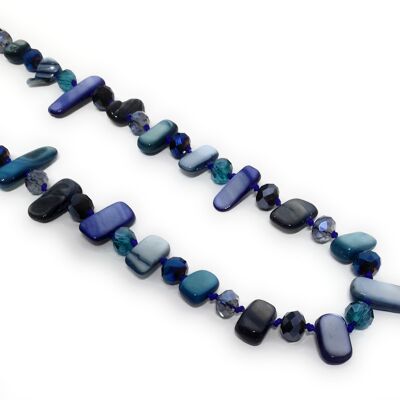 Lange Halskette aus Perlmutt Himmelblau