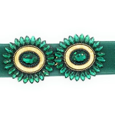 Cintura Elastica Cristalli Esmeralda