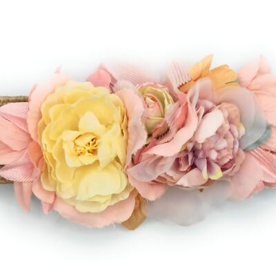 Flower Belt Yellow Pink Raffia