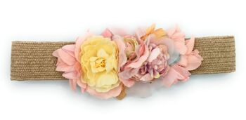 Ceinture Fleur Raphia Jaune Rose 1