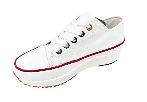 Zapatillas Bajas Maxi Plataforma · Blanco Filo Rojo (T.37, T.38, T.39 últimas unidades!)