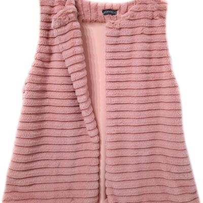 Gilet senza maniche in ecopelliccia rosa