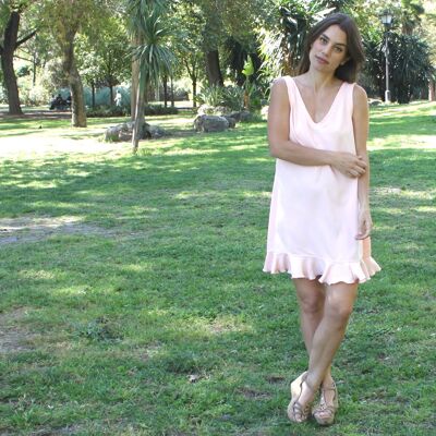 Vestido fluido · Rosa Claro Volantes (S/M)