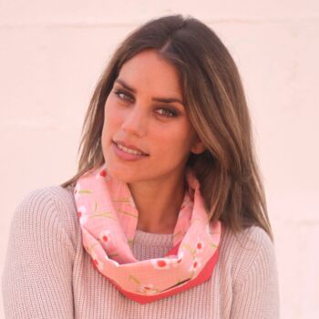 Foulard Circulaire Réversible Marguerites / Corail 4