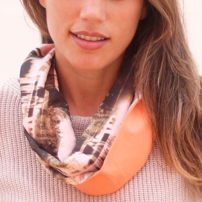 Foulard Circulaire Réversible Orange Forest