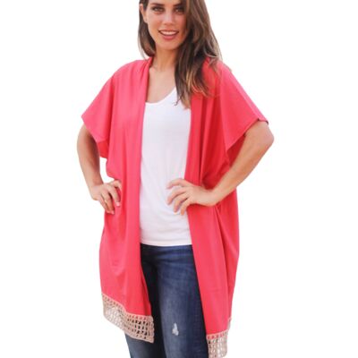 Knitted kimono Coral