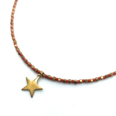 Collier avec Perles Etoile Rouge