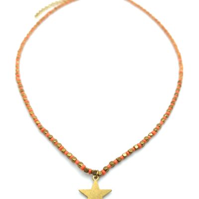 Halskette mit Perlen Orange Star
