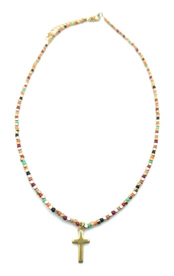 Collier avec Perles Croix Multicolore 1