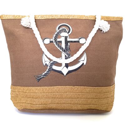 Beach Bag Brown Anchor