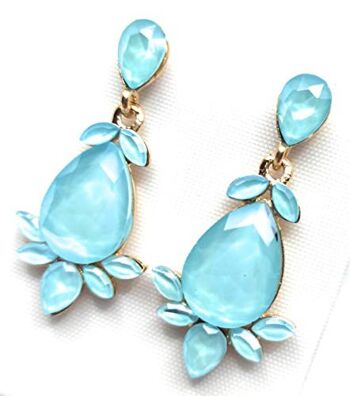 Boucles d'Oreilles Cristal Couleur Bleu Clair 3