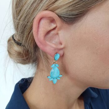 Boucles d'Oreilles Cristal Couleur Bleu Clair 5