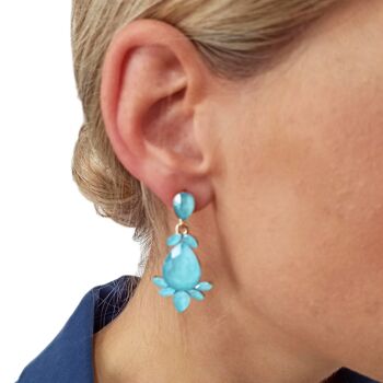 Boucles d'Oreilles Cristal Couleur Bleu Clair 7