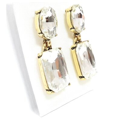 24K Jewel Earrings White Gloss (Handmade)