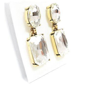 Boucles d'Oreilles Bijou 24K Blanc Brillant (Fait Main) 1