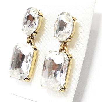 Boucles d'Oreilles Bijou 24K Blanc Brillant (Fait Main) 2