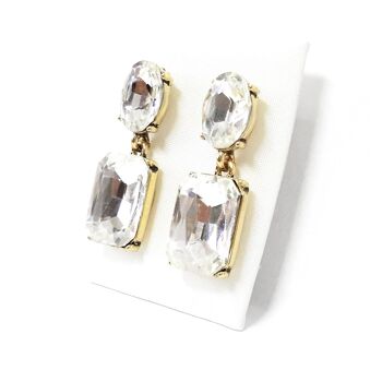 Boucles d'Oreilles Bijou 24K Blanc Brillant (Fait Main) 4