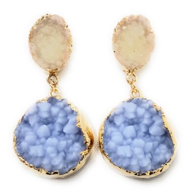 Pendientes Drusa · Blanco Celeste