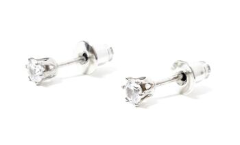 Boucles d'Oreilles Zircone Rondes - Rondes Zircone 3mm 2