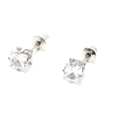 Zirconia Earrings Square - Square Zirconia 3mm