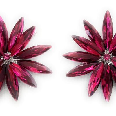 Orecchini Margherita Cristallo Fucsia, Argento