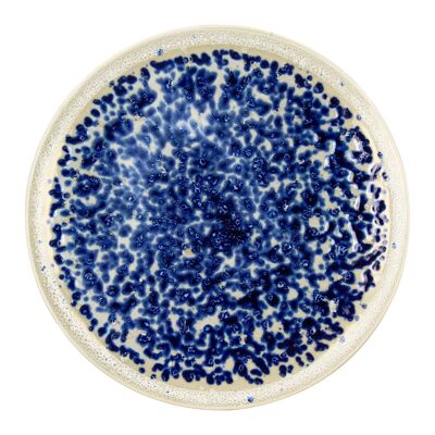 Sapphire flat plate 27cm in blue porcelain