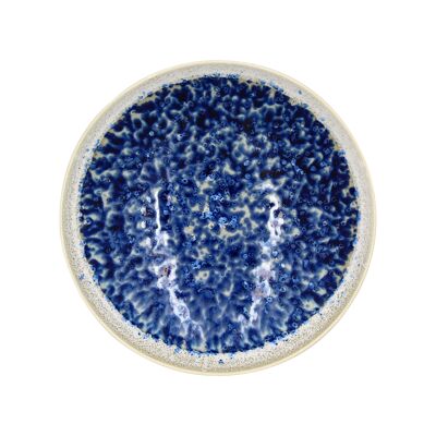 Saphir-Totenkopfteller 21 cm aus blauem Porzellan