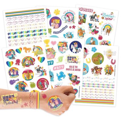 Metallic children's tattoos - Bibi and Tina friendship - set of 8