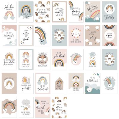 Cartes d'affirmation - avec vernis UV arc-en-ciel - set 1