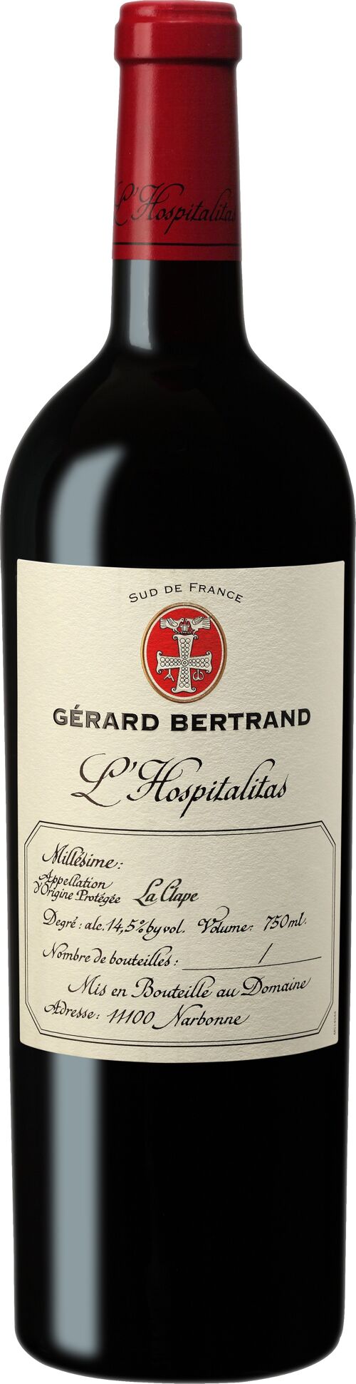 L'Hospitalitas - Rouge - 75cl - Maison Gérard Bertrand - Coteaux-du-Languedoc La Clape