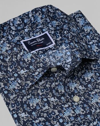 Chemise Décontractée Bleu Marine à Motifs Fleurs - Bleu Marine | Chemises Canarie Londres 1