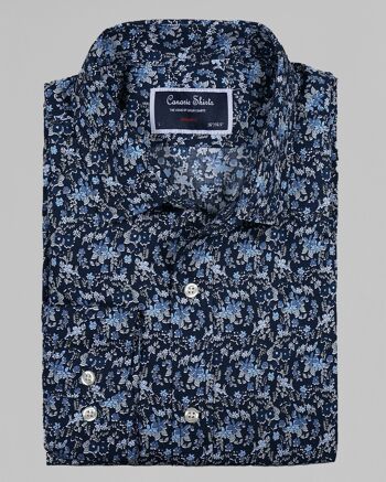 Chemise Décontractée Bleu Marine à Motifs Fleurs - Bleu Marine | Chemises Canarie Londres 2