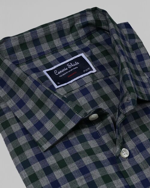 Casual Shirt Brushed Cotton With Chest Pocket - Olive Green | Canarie Shirts London