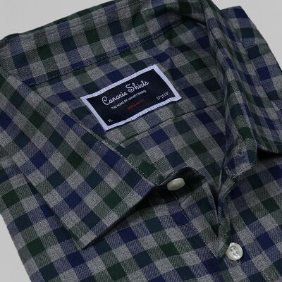 Casual Shirt Brushed Cotton With Chest Pocket - Olive Green | Canarie Shirts London