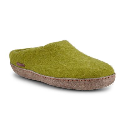 Pantofola classica, suola in camoscio, verde lime