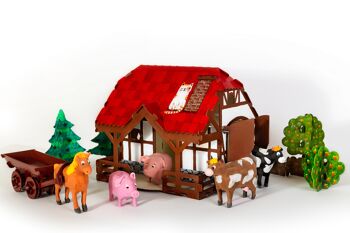 Constructeur en carton House Farm 3D, 5+, DIY, cadeau pour les enfants, set de coloriage 1