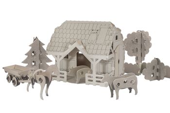 Constructeur en carton House Farm 3D, 5+, DIY, cadeau pour les enfants, set de coloriage 2