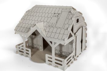 Constructeur en carton House Farm 3D, 5+, DIY, cadeau pour les enfants, set de coloriage 3
