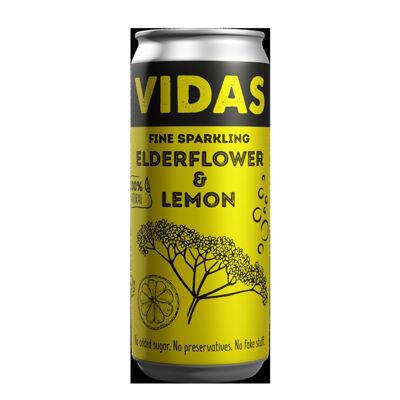 100% Natural Fine carbonated VIDAS White Elderflower with lemon, 250 ml